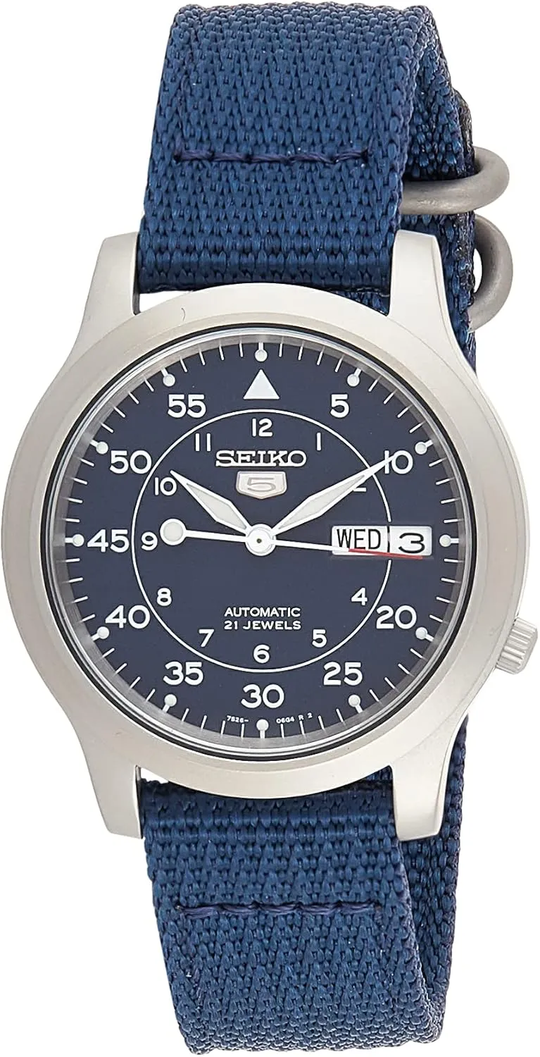 Men's SNK807 SEIKO 5 Automatic Stainless Steel Watch with Blue Canvas Band