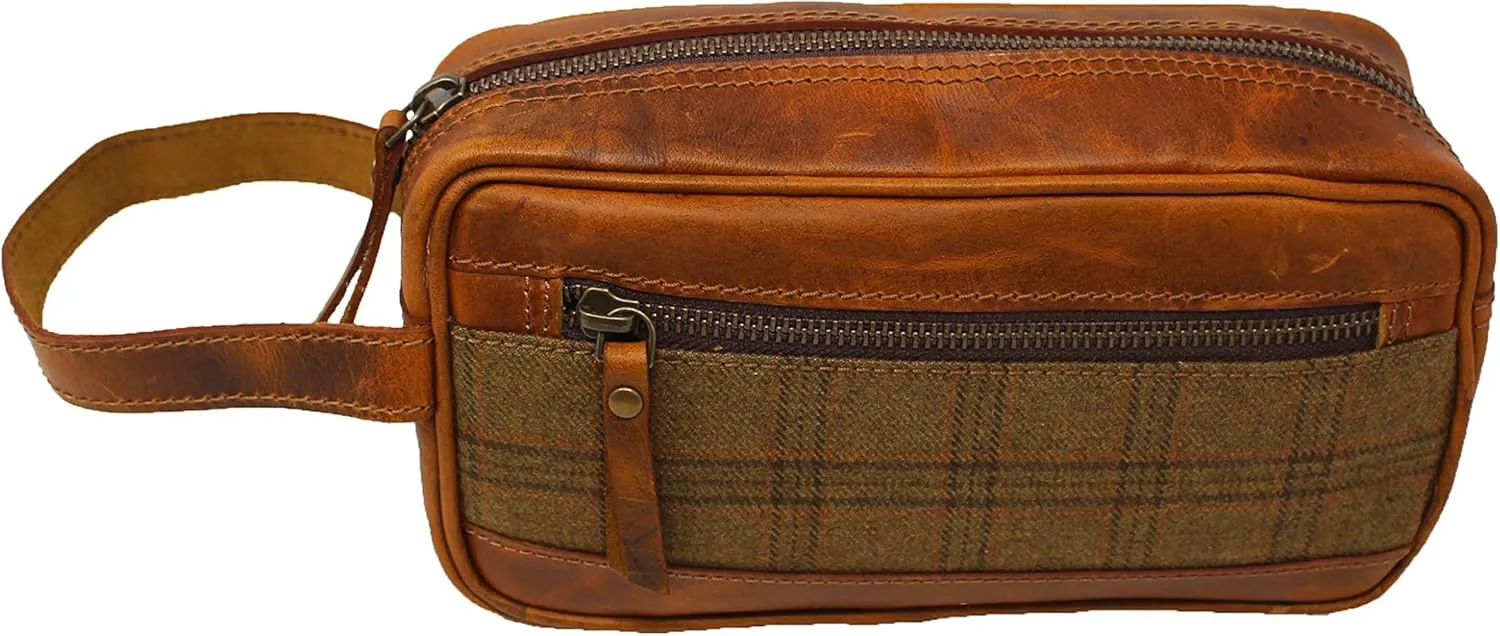 Men's Travel Toiletry Organizer Shaving Dopp Kit Leather Bag 18BT23