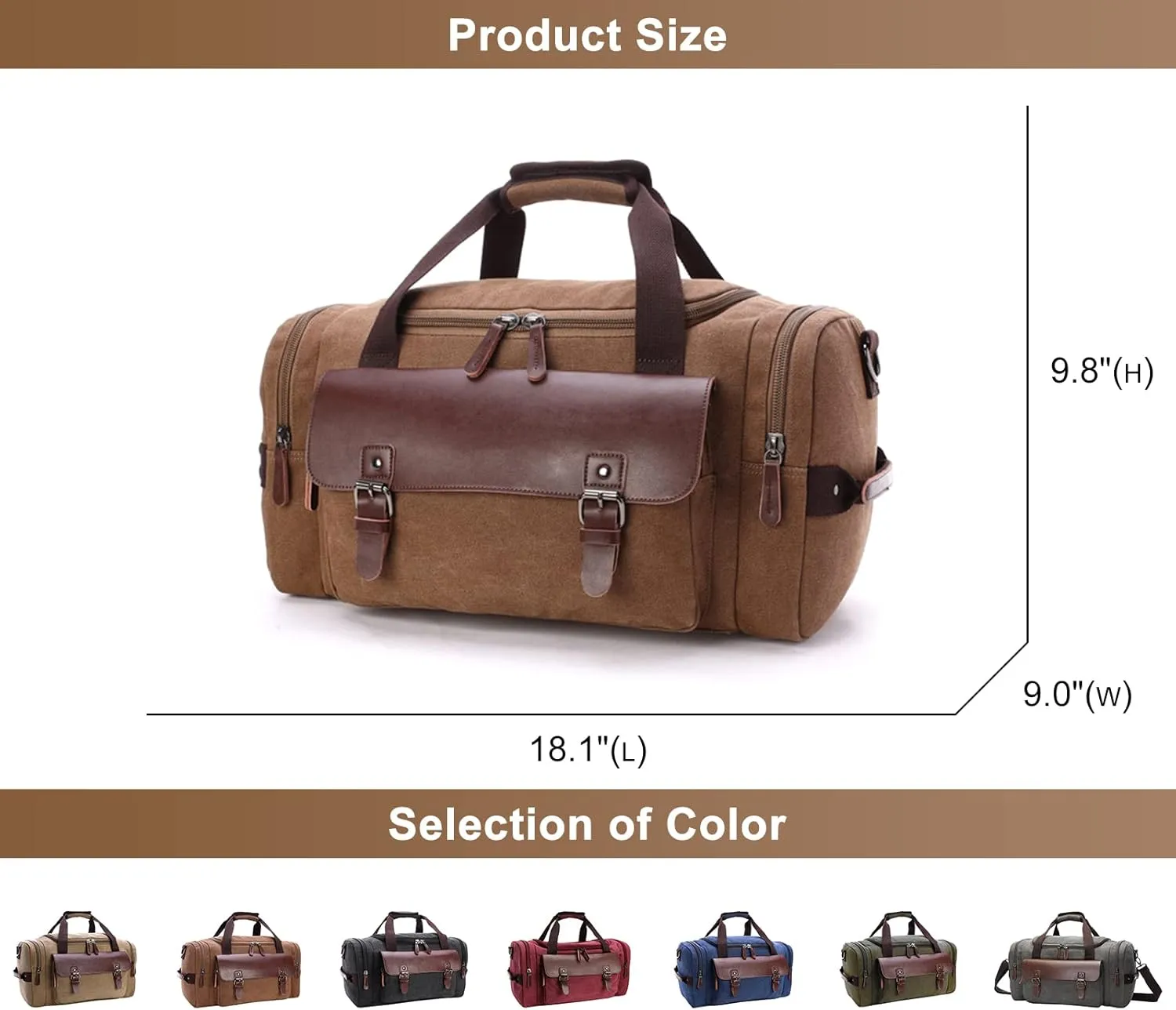 Men's Travel Weekender Bag Canvas Overnight Duffel Handbag Retro Large Capacity Carry on Shoulder Bags (Black)