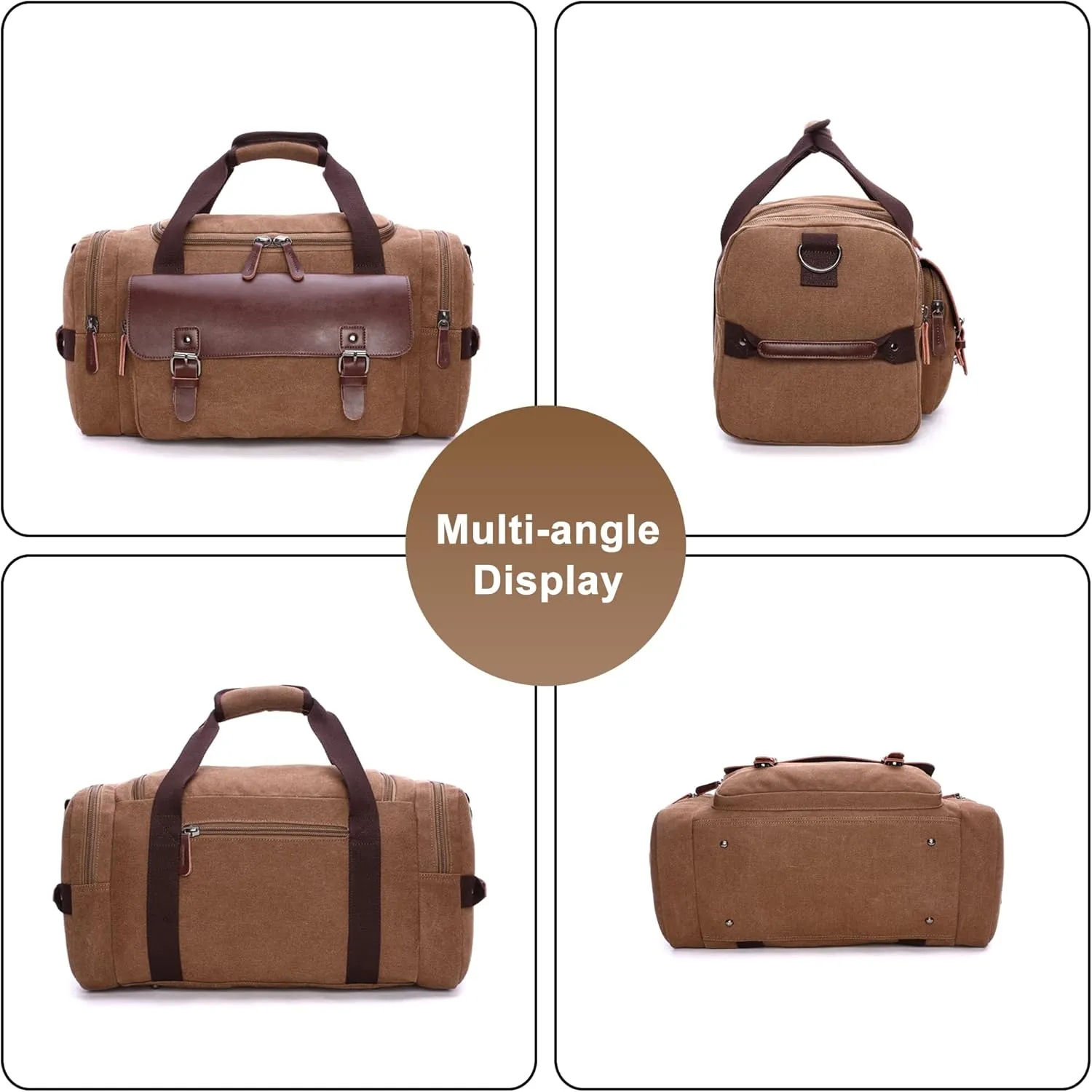 Men's Travel Weekender Bag Canvas Overnight Duffel Handbag Retro Large Capacity Carry on Shoulder Bags (Black)