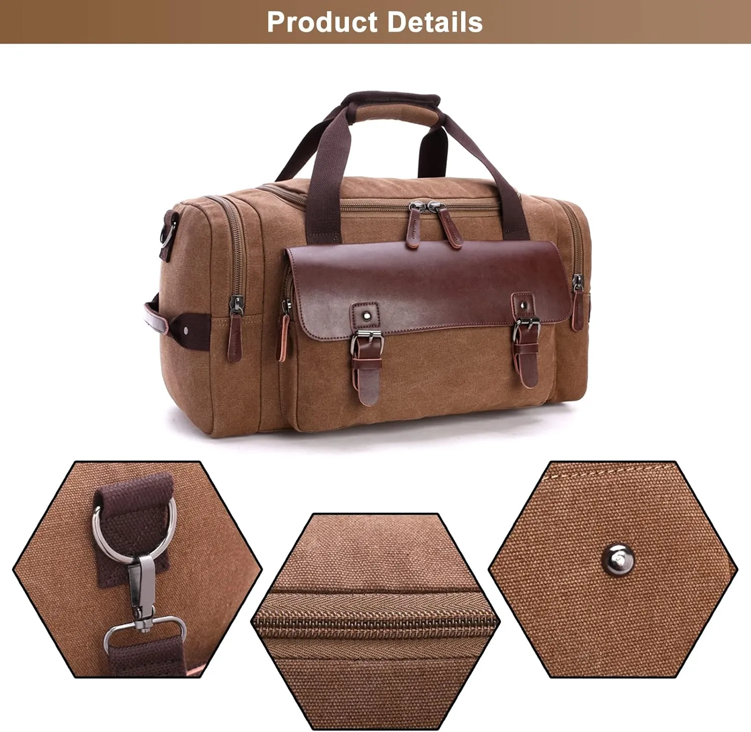 Men's Travel Weekender Bag Canvas Overnight Duffel Handbag Retro Large Capacity Carry on Shoulder Bags (Black)