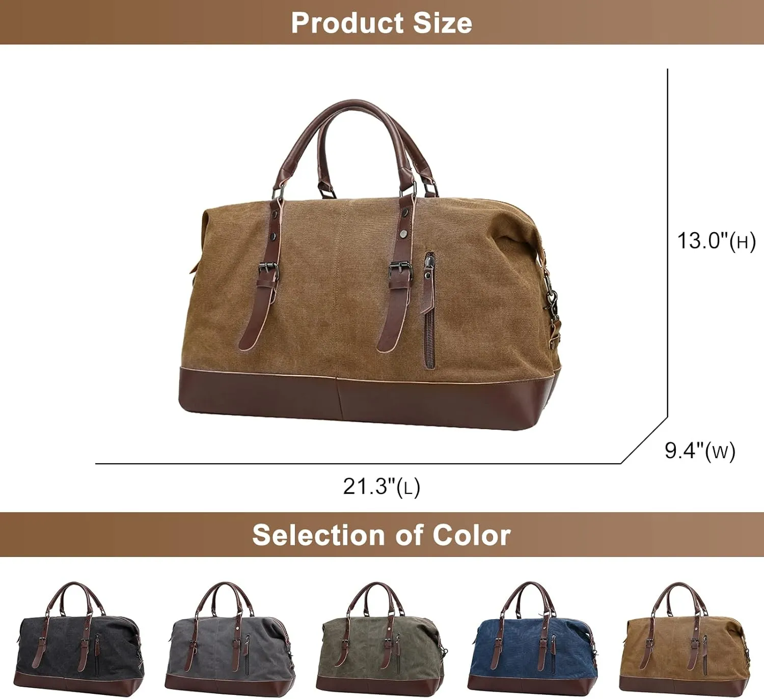 Men's Vintage Travel Bags Canvas Carry On Overnight Duffle Bag Unisex for Hiking Camping Outdoors Bag (Black)