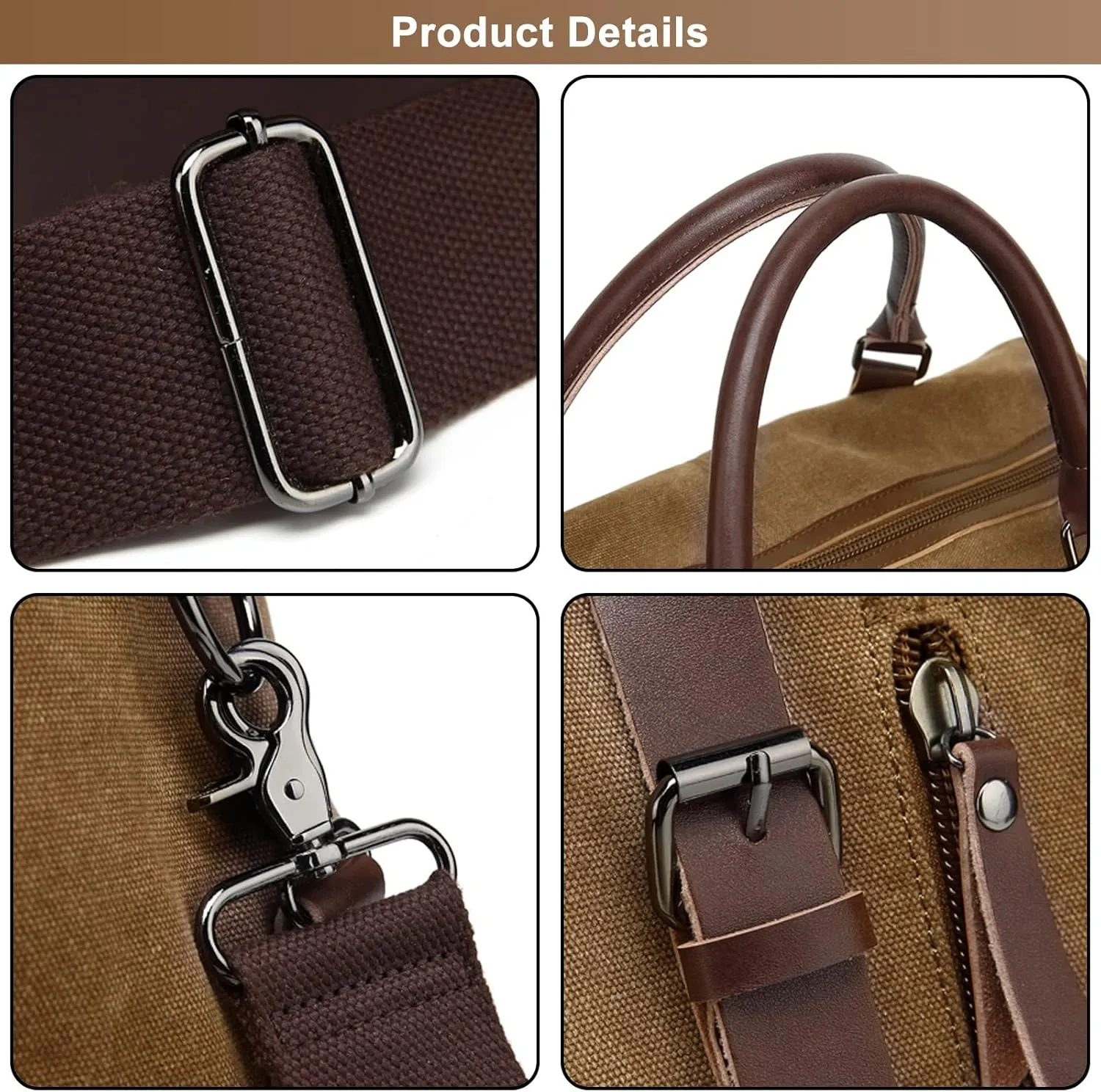 Men's Vintage Travel Bags Canvas Carry On Overnight Duffle Bag Unisex for Hiking Camping Outdoors Bag (Brown)