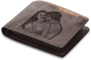 Mens Wallet Personalized Engraved Custom Photo Wallet Bifold Wallet Gift for Men