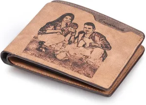 Mens Wallet Personalized Engraved Custom Photo Wallet Bifold Wallet Gift for Men