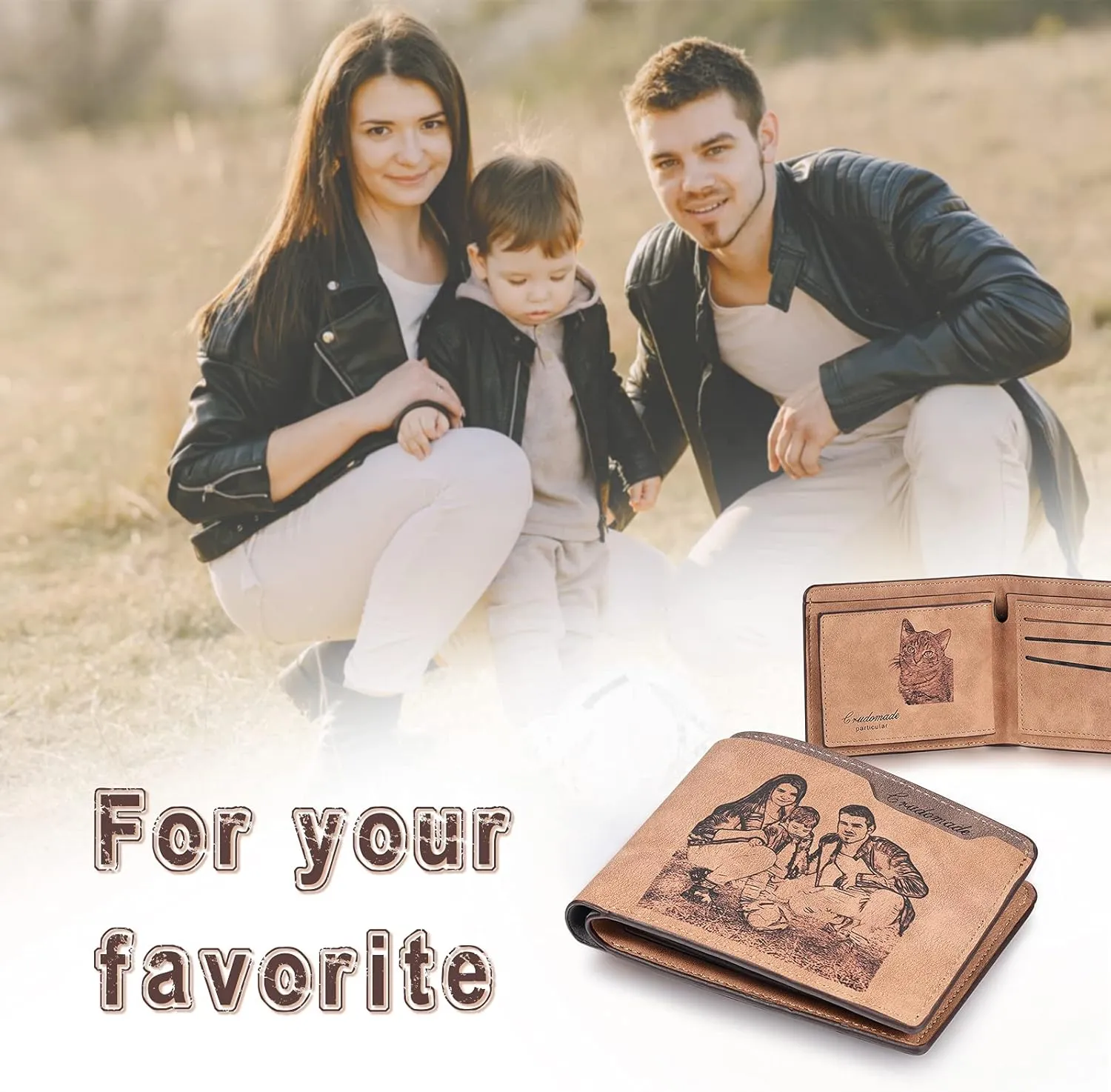 Mens Wallet Personalized Engraved Custom Photo Wallet Bifold Wallet Gift for Men
