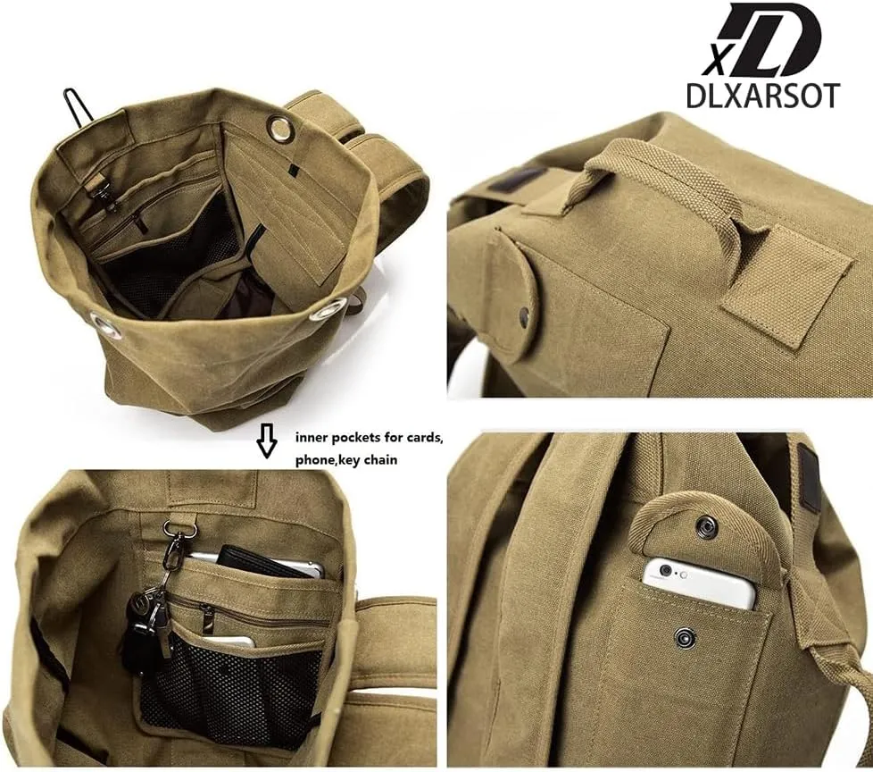 Military Tactical Backpack Large Capacity Travel Climbing Bag Duffel Bag Top Load Double Strap Canvas Backpack