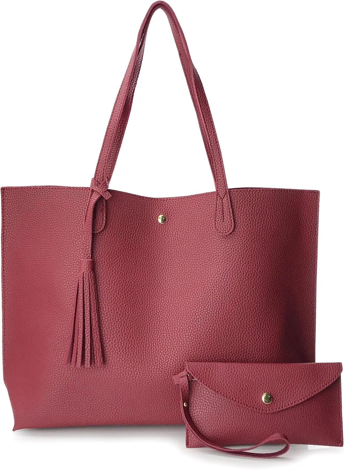 Minimalist Clean Cut Pebbled Faux Leather Tote Womens Shoulder Handbag