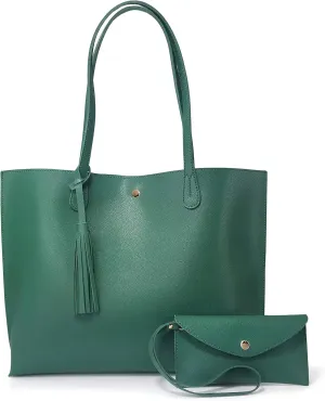 Minimalist Clean Cut Pebbled Faux Leather Tote Womens Shoulder Handbag