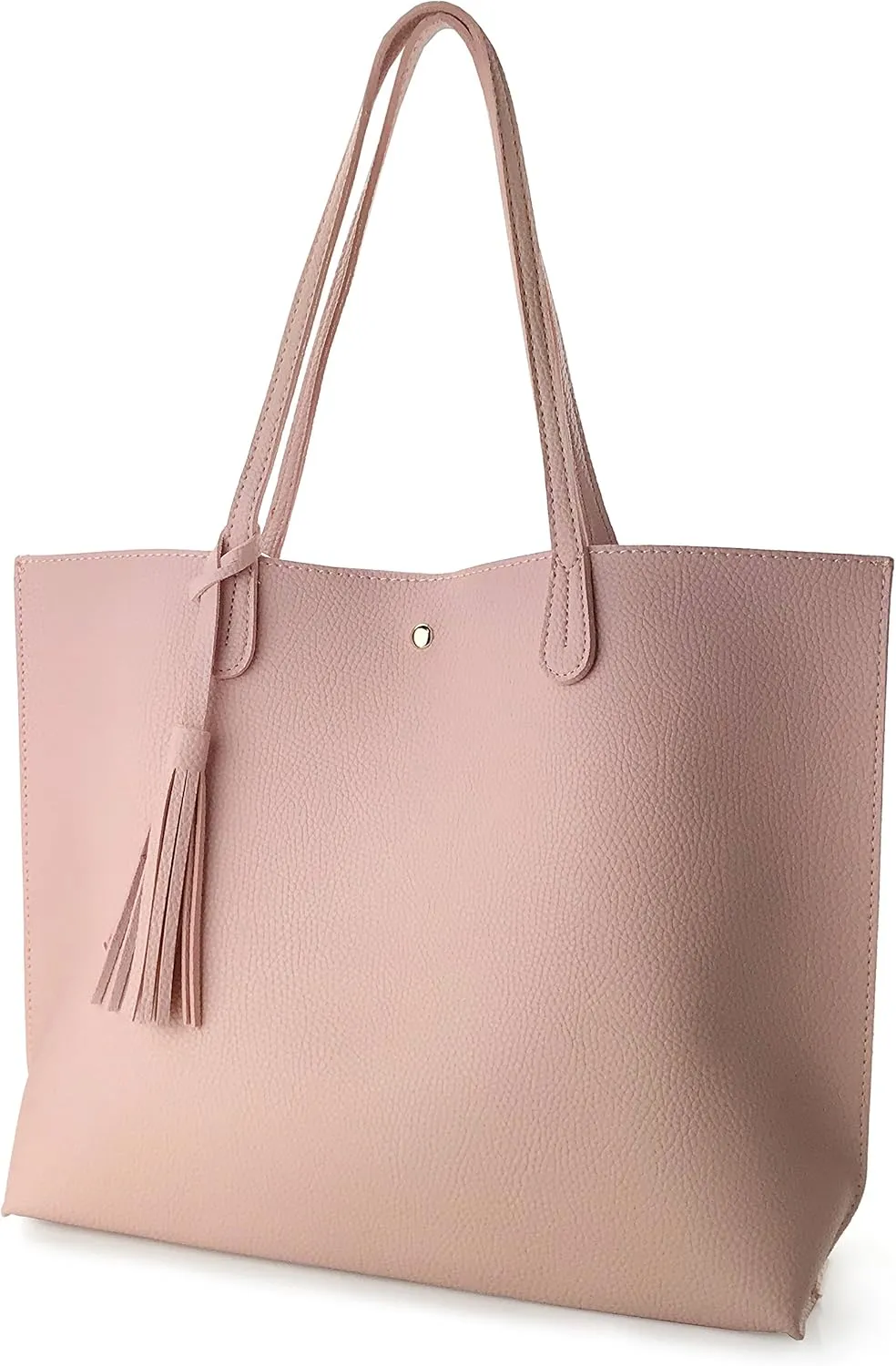 Minimalist Clean Cut Pebbled Faux Leather Tote Womens Shoulder Handbag