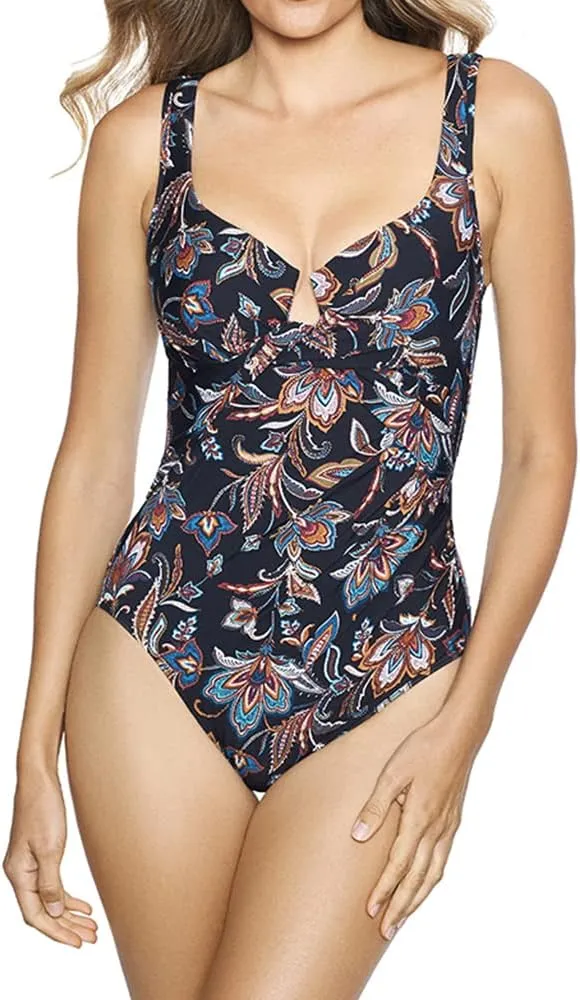 Miraclesuit Women's Swimwear Kashmir Enchant Tummy Control Underwire Bra One Piece Swimsuit