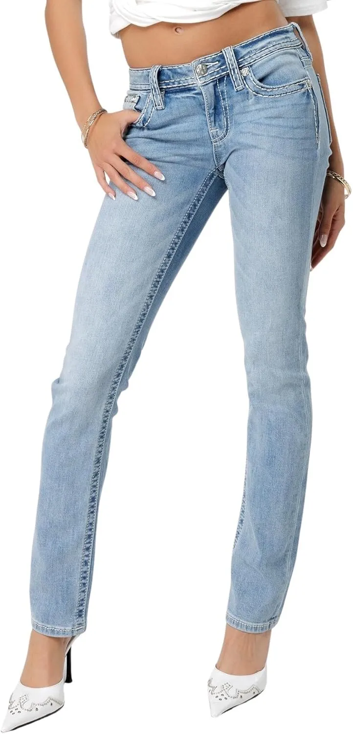 Miss Me Women's Cross Couture Mid-Rise Straight Jeans