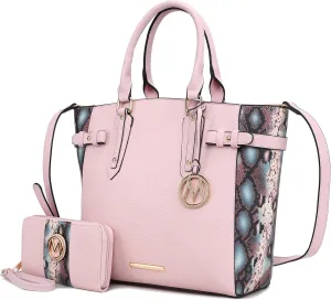 MKF Collection Tote Bag and wallet set, Women’s Snake Embossed Crossbody Bag and Wristlet Handbag Purse by Mia K