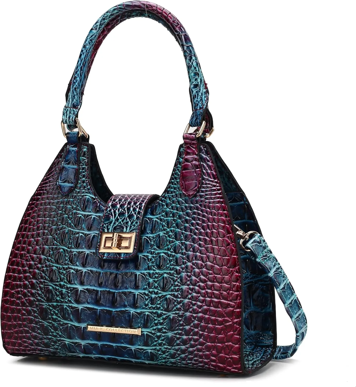 MKF Collection Women Tote Bag, Gradient Rainbow Faux Crocodile-Embossed Vegan Leather Handbag Purse by Mia K