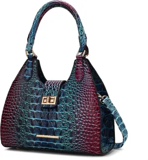 MKF Collection Women Tote Bag, Gradient Rainbow Faux Crocodile-Embossed Vegan Leather Handbag Purse by Mia K