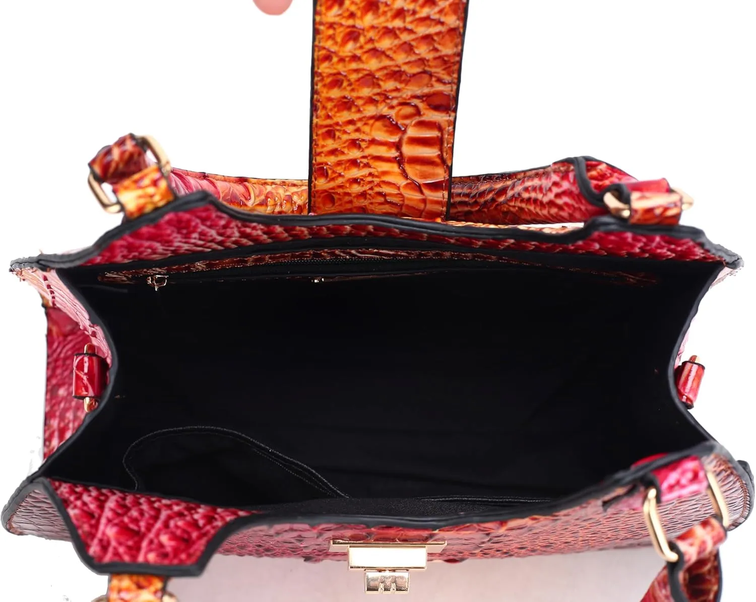 MKF Collection Women Tote Bag, Gradient Rainbow Faux Crocodile-Embossed Vegan Leather Handbag Purse by Mia K