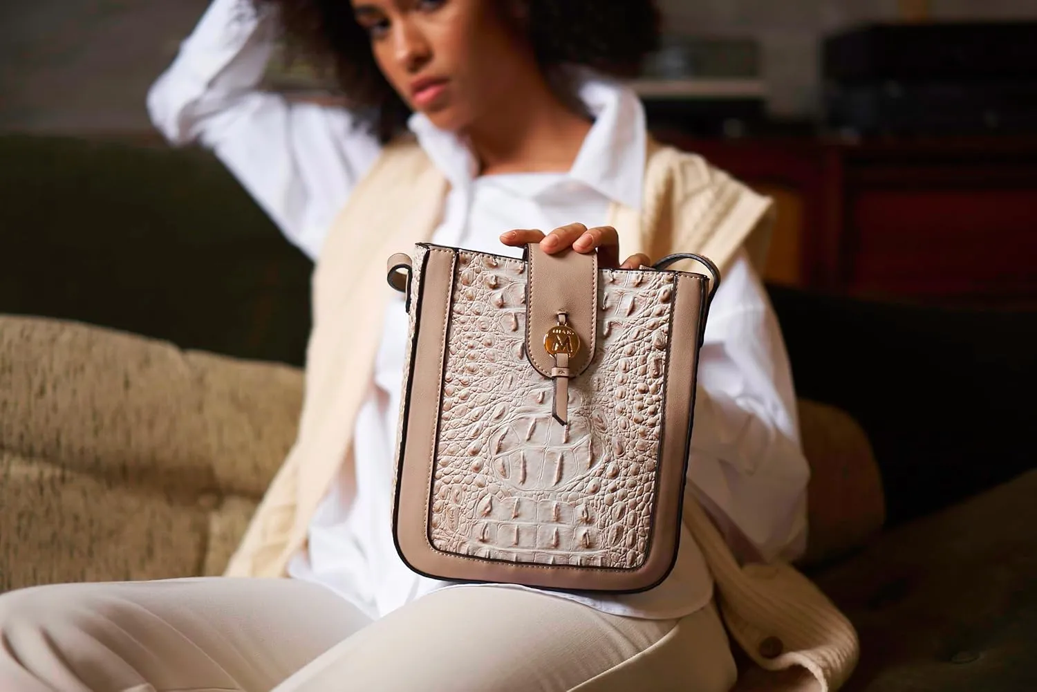 MKF Collection Women's Crossbody Bag, Faux Crocodile Embossed Vegan Leather, Shoulder Bag Handbag purse by Mia K