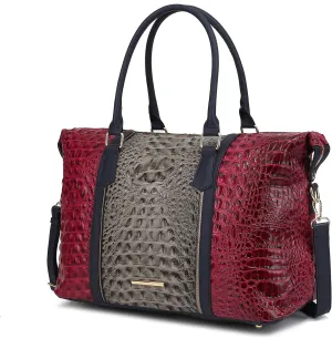 MKF CollectionTravel Duffle Bag for Women, Crocodile-Embossed Vegan Leather Large Overnight Fashion Weekender Carry on Bags