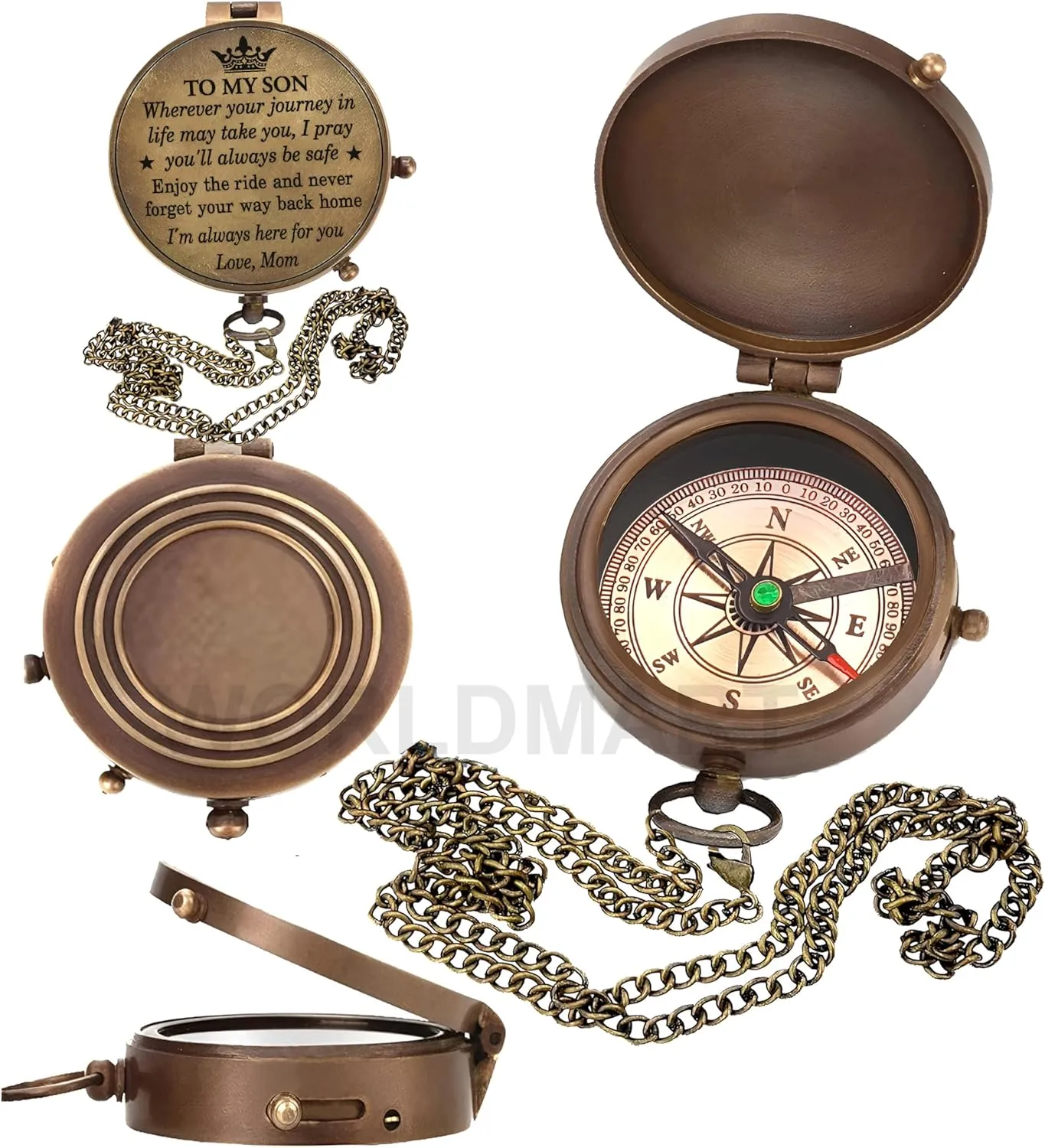 Mom to Son Compass – to My Son Love Mom – Mother to Son Gifts/Dad to Son - Graduation Day Gifts for Son - Son Birthday Gifts - Confirmation Gifts for Son
