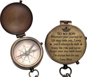 Mom to Son Compass – to My Son Love Mom – Mother to Son Gifts/Dad to Son - Graduation Day Gifts for Son - Son Birthday Gifts - Confirmation Gifts for Son