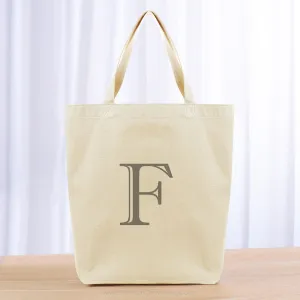 Monogram Engraved Initial Tote Bag - gray