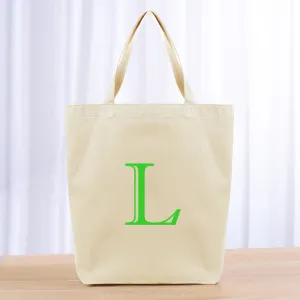 Monogram Engraved Initial Tote Bag - green