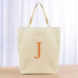 Monogram Engraved Initial Tote Bag - orange