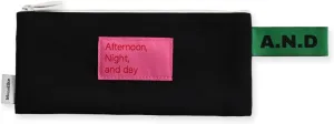 Monolike Afternoon Night and Day flat pen case, Black - Pencil Pouch, Portable Pencil Bag, Pencil Case, Office Pouch case