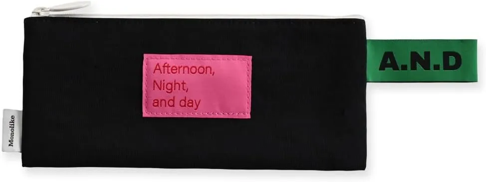 Monolike Afternoon Night and Day flat pen case, Black - Pencil Pouch, Portable Pencil Bag, Pencil Case, Office Pouch case