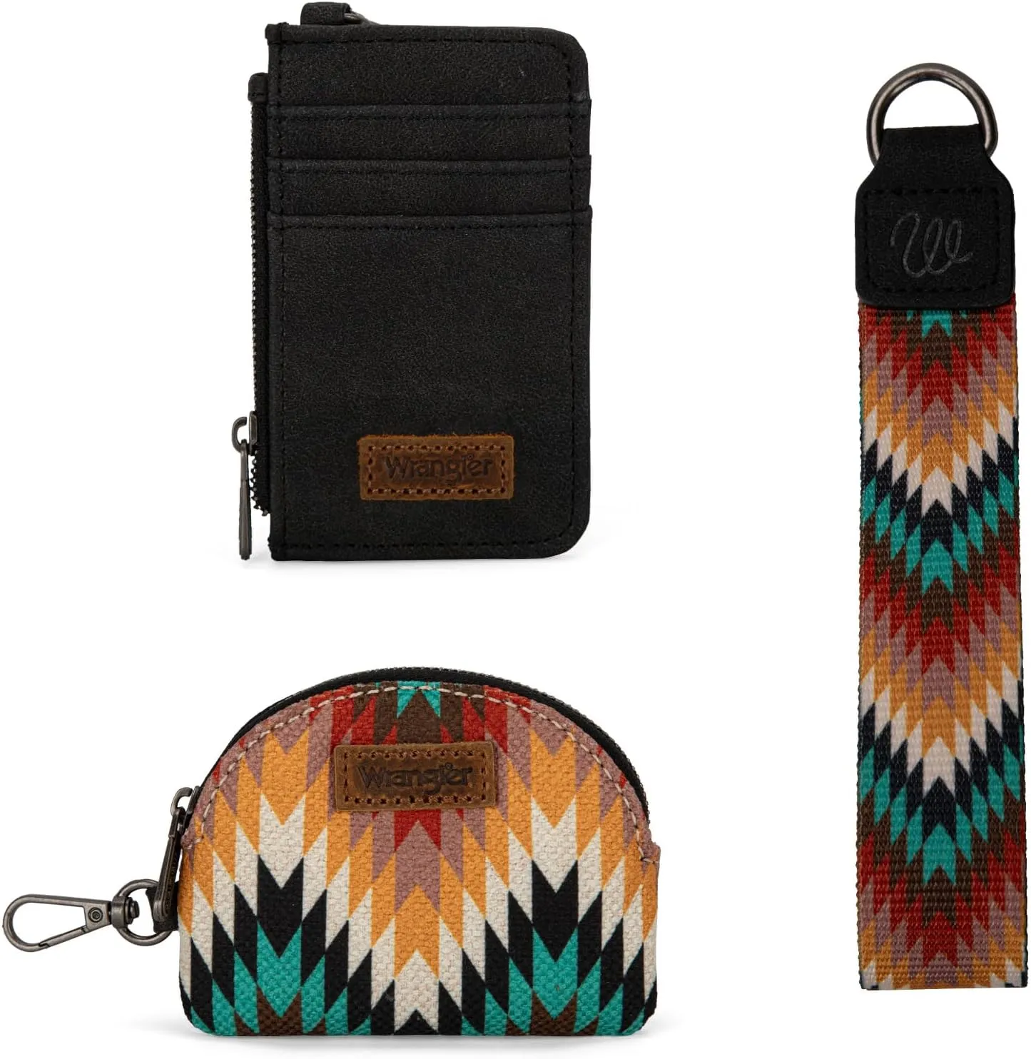 Montana West Wrangler Aztec Keychain Wristlet Wallets for Women Western Dual Pouch Wristlet Credit Card Holder Wallet with Zipper Pocket WG2211-W0051BK