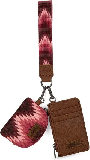 Montana West Wrangler Aztec Keychain Wristlet Wallets for Women Western Dual Pouch Wristlet Credit Card Holder Wallet with Zipper Pocket WG2211-W0051DPK