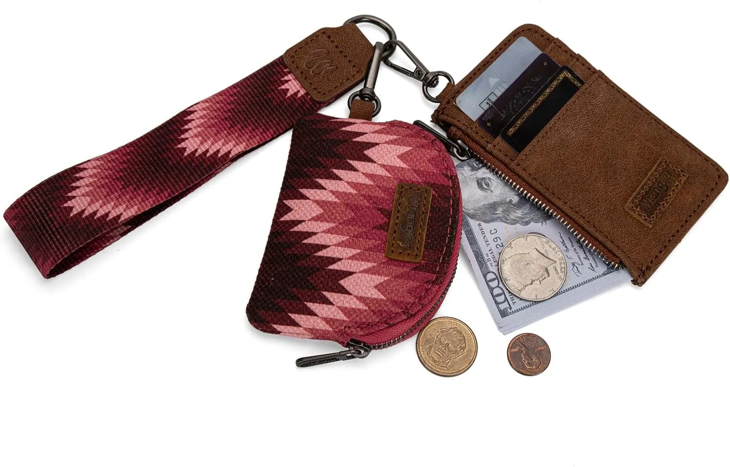 Montana West Wrangler Aztec Keychain Wristlet Wallets for Women Western Dual Pouch Wristlet Credit Card Holder Wallet with Zipper Pocket WG2211-W0051DPK