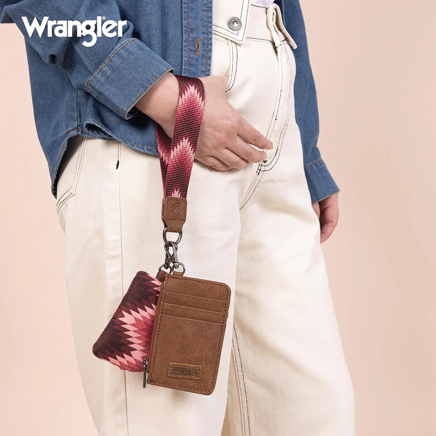 Montana West Wrangler Aztec Keychain Wristlet Wallets for Women Western Dual Pouch Wristlet Credit Card Holder Wallet with Zipper Pocket WG2211-W0051DPK