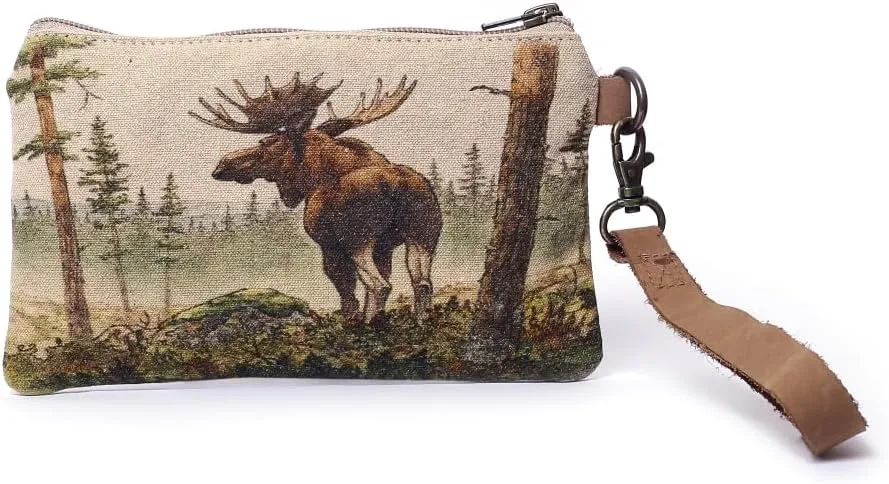 Moose - Wristlet Wallets for Women, Book Bag, Canvas Bags with Zipper, Work Tote Beach Bag, 100% Cotton Canvas