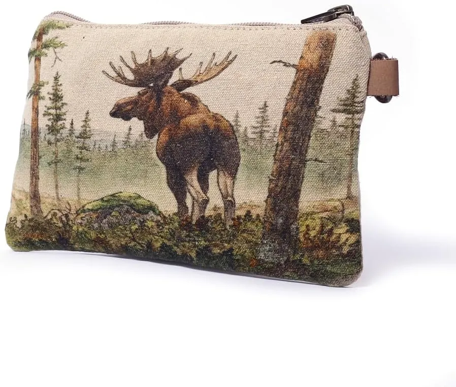 Moose - Wristlet Wallets for Women, Book Bag, Canvas Bags with Zipper, Work Tote Beach Bag, 100% Cotton Canvas