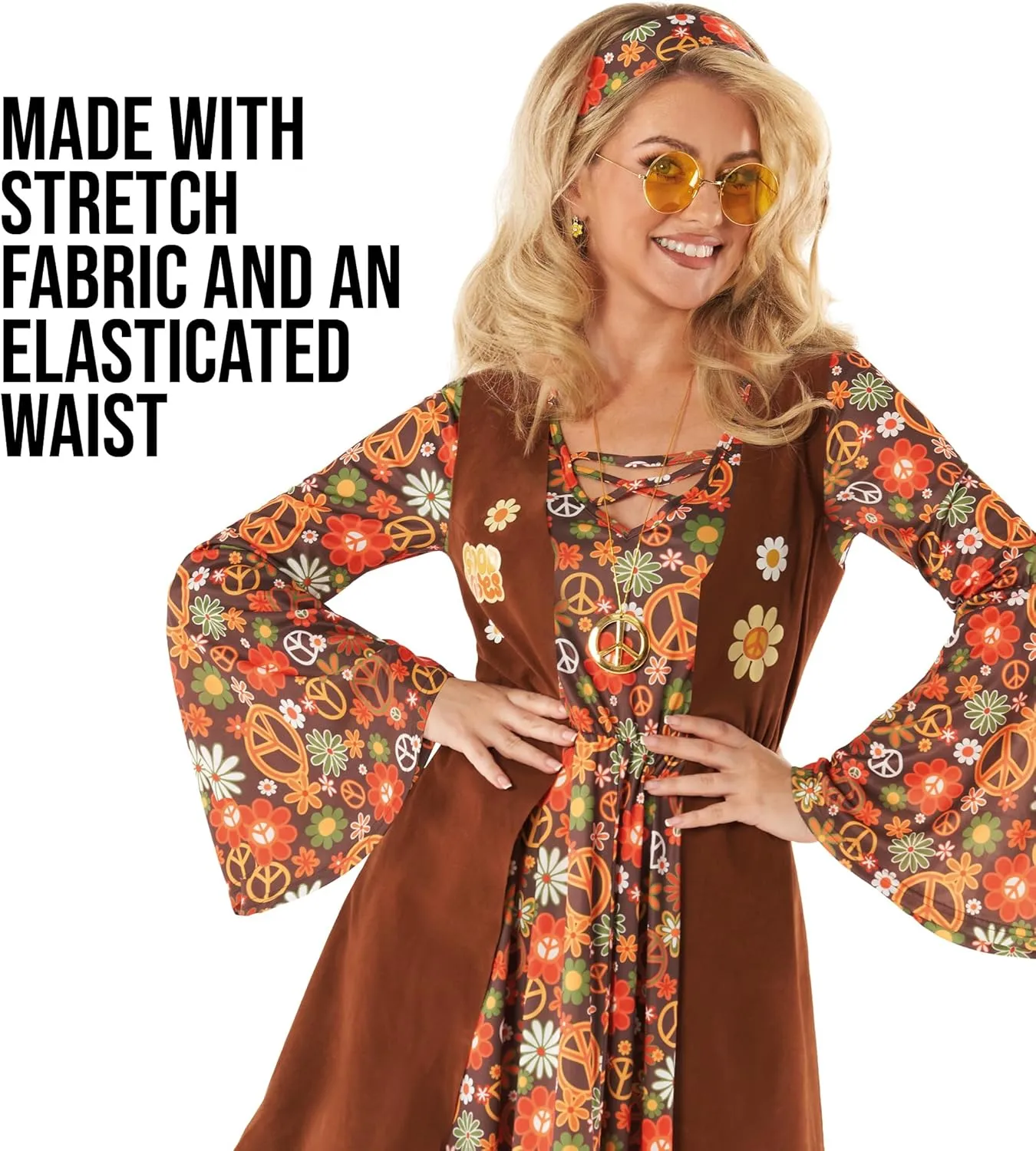 Morph Hippie Costume Women 70s Hippie Dress Outfits 60s Costumes Retro Boho Style Festival Wear for Women