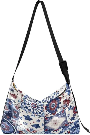 Mosaic Pattern Abstract Shoulder Bag for Women Waterproof PU Leather Hobo Bags Crossbody Purse with Zipper Closure