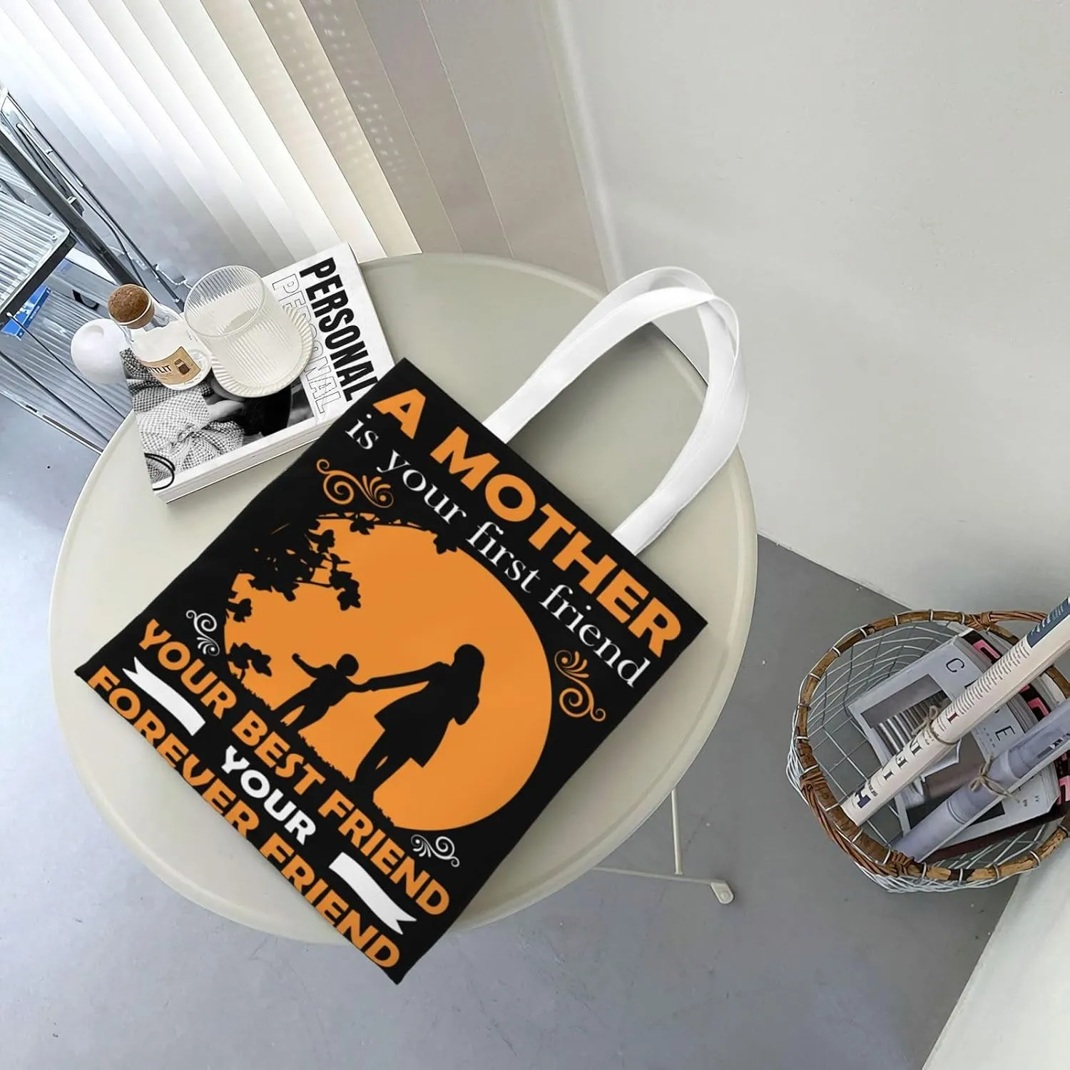 Mother Of A Princess Mother's Day Canvas Tote Bag for Women Reusable Grocery Shoulder Bags Shopping Handbags