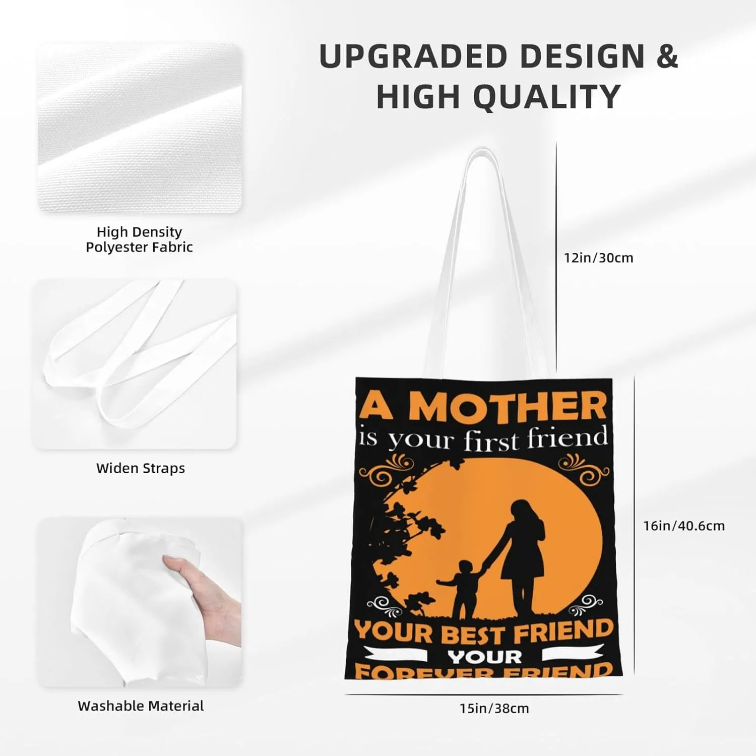 Mother Of A Princess Mother's Day Canvas Tote Bag for Women Reusable Grocery Shoulder Bags Shopping Handbags