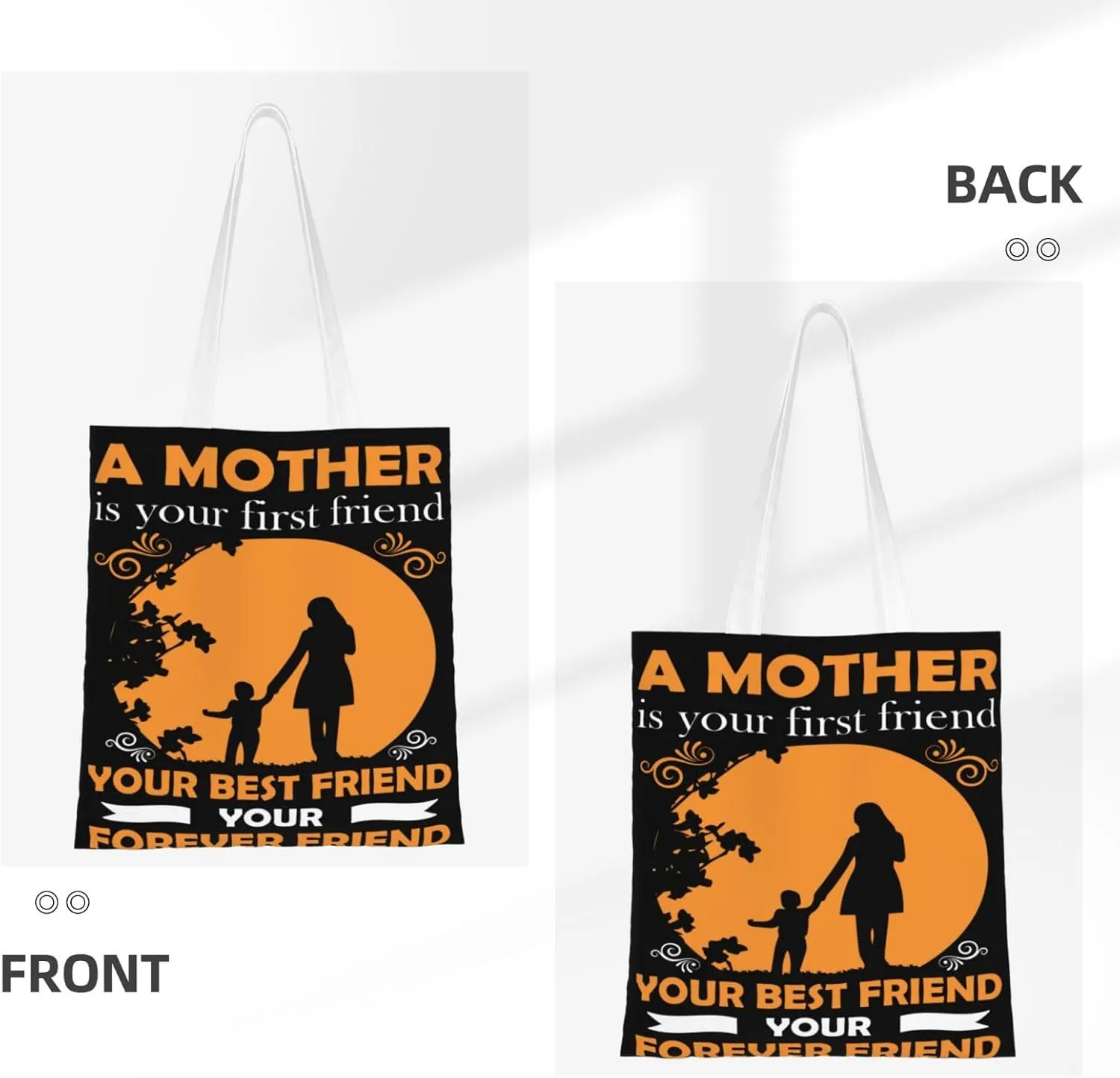 Mother Of A Princess Mother's Day Canvas Tote Bag for Women Reusable Grocery Shoulder Bags Shopping Handbags