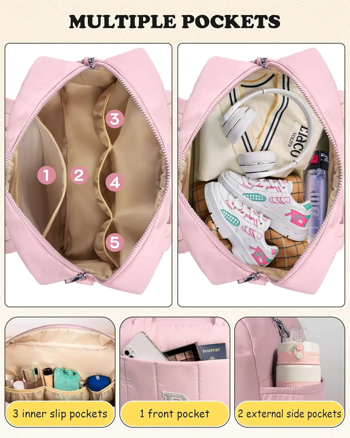 Mothers Day Gifts for Mom-Duffel Bag for Female, Weekender Bags with Shoulder Strap, Overnight Bag for Women, Travel Bags with Makeup Pouch，Gifts for Women - 30th 40th 50th (Letter A)