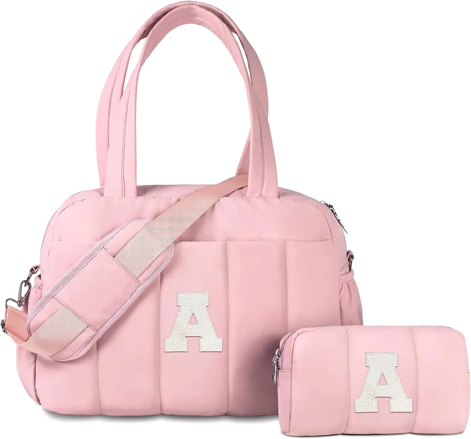 Mothers Day Gifts for Mom-Duffel Bag for Female, Weekender Bags with Shoulder Strap, Overnight Bag for Women, Travel Bags with Makeup Pouch，Gifts for Women - 30th 40th 50th (Letter A)