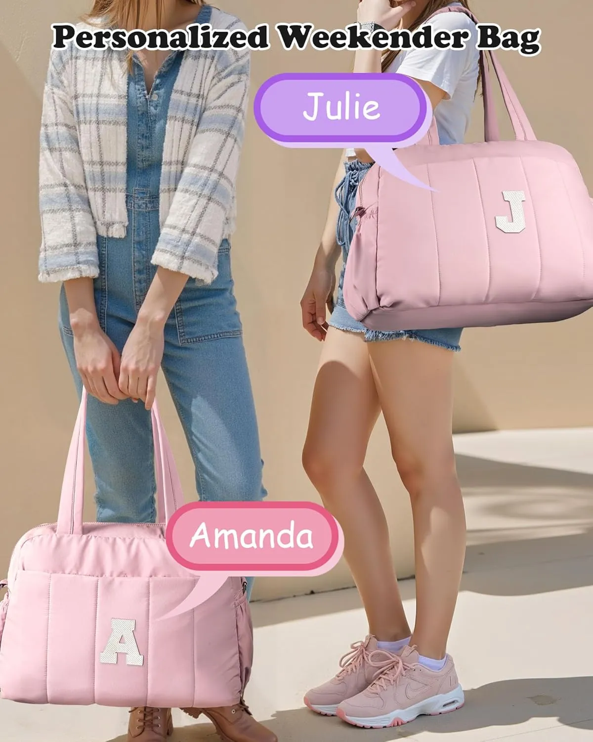 Mothers Day Gifts for Mom-Duffel Bag for Female, Weekender Bags with Shoulder Strap, Overnight Bag for Women, Travel Bags with Makeup Pouch，Gifts for Women - 30th 40th 50th (Letter A)