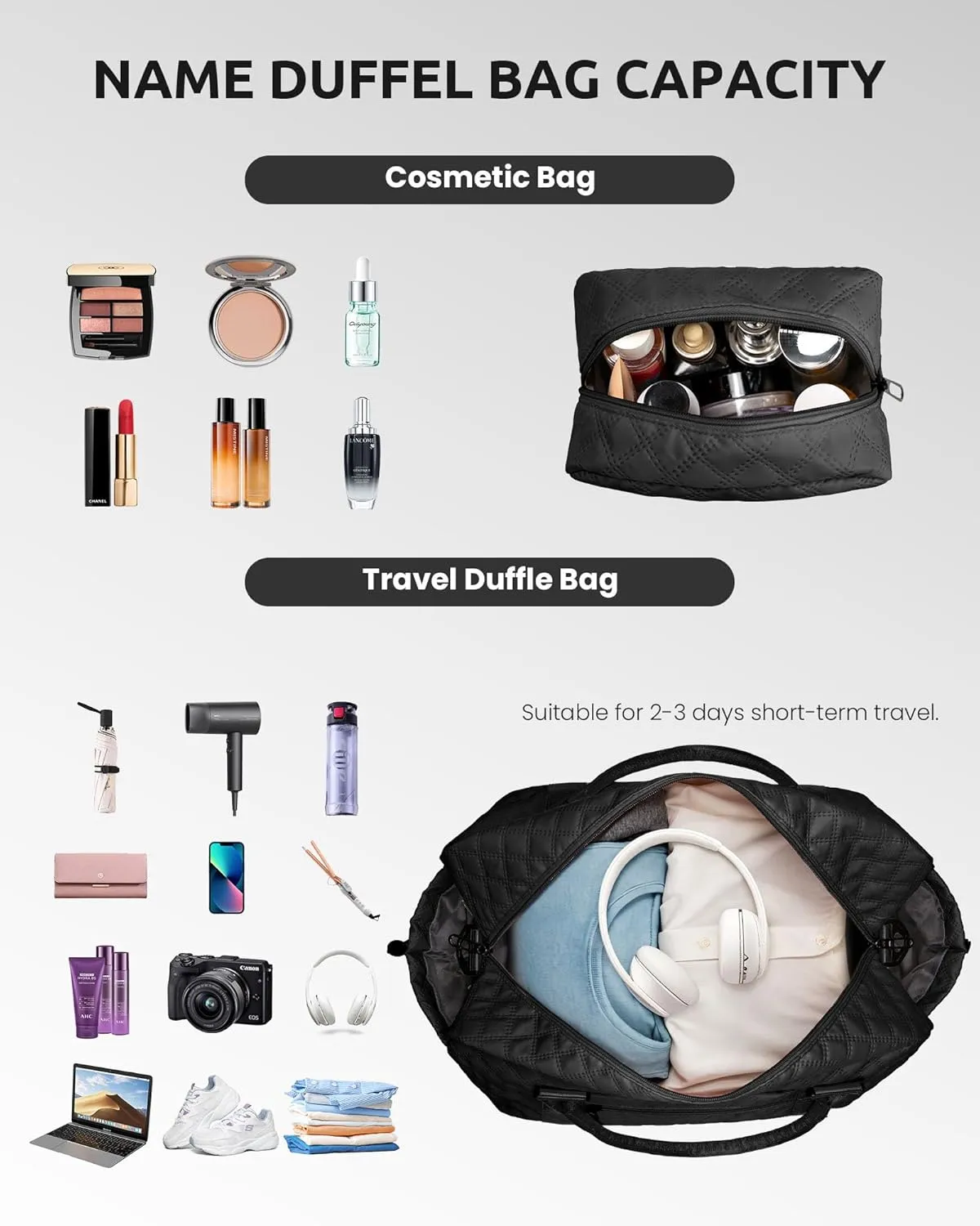 Mothers Day Gifts for Women-Initial Duffle Bag with Shoe Compartment, Personalized Weekender Bags, Monogram Overnight Bag for Women, Letter Travel Bags with Makeup Pouch (Letter A)