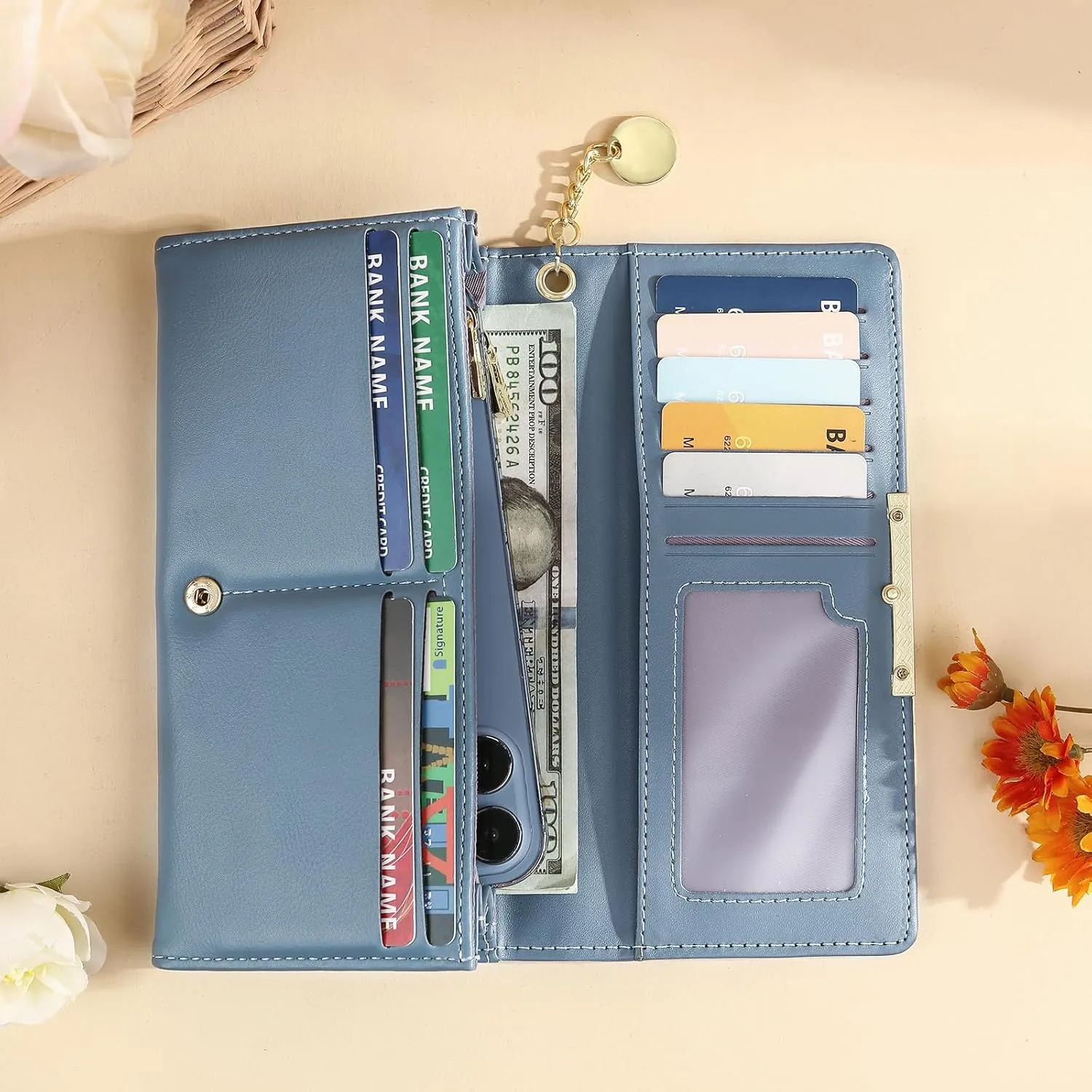 Mothers Day Gifts - Personalized Wallets for Women Custom Name & Photo, Large Capacity Leather Wallet for Mom Grandmother Wife Birthday Anniversary Christmas (5 Names)