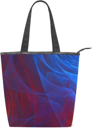 Music Red-blue Rhythm The Tote Bag for Women Big Capacity Women's Shoulder Handbags Canvas Shopping Dating Bag