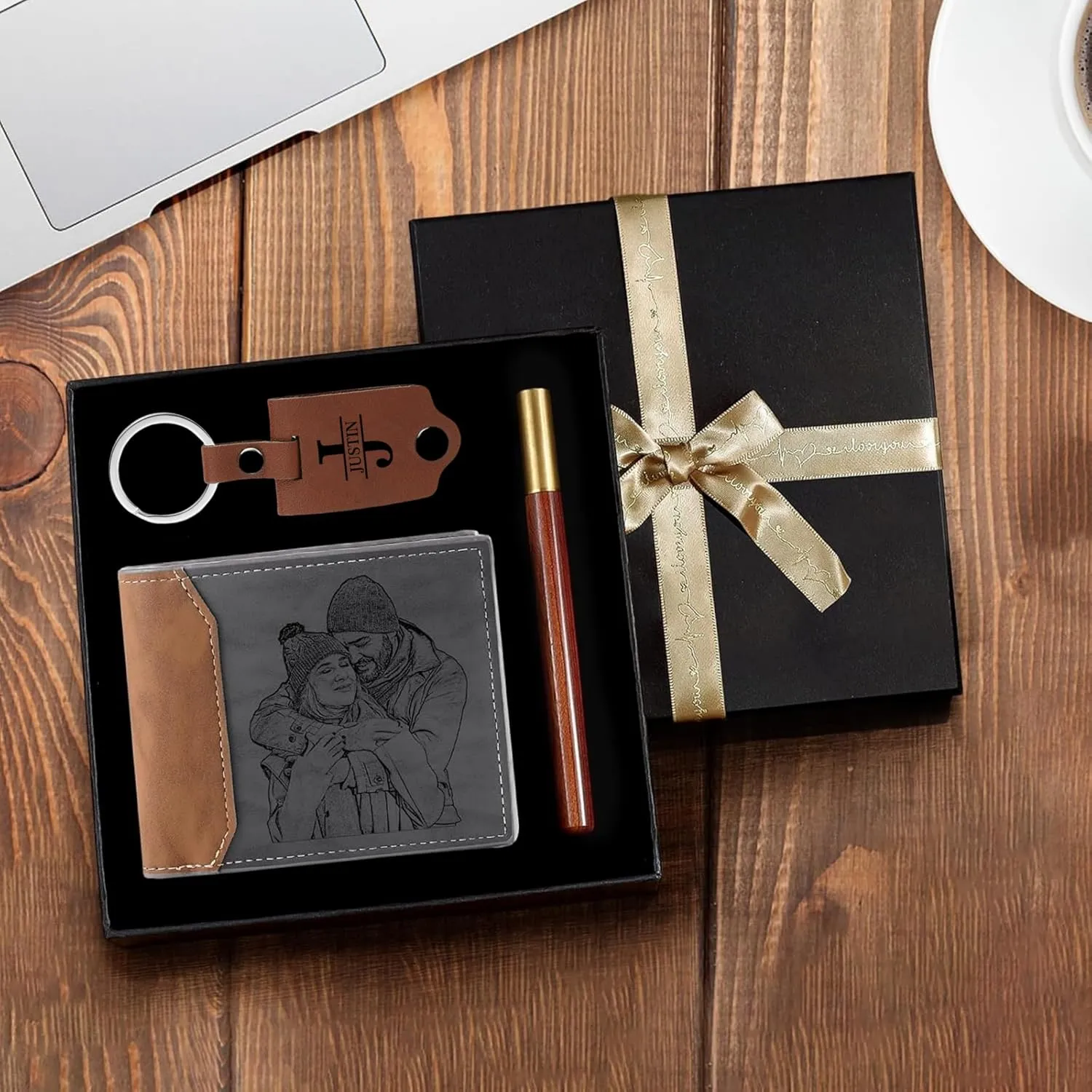 Nameinhea Custom Wallets for Men Personalized Photo Wallet for Men Engraved Wallets Personalized Gifts for Husband Son, Dad Gifts for Fathers Day (Custom Wallet -1)