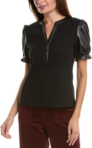 Nanette Nanette Lepore Womens Puff Sleeve Top, M, Black