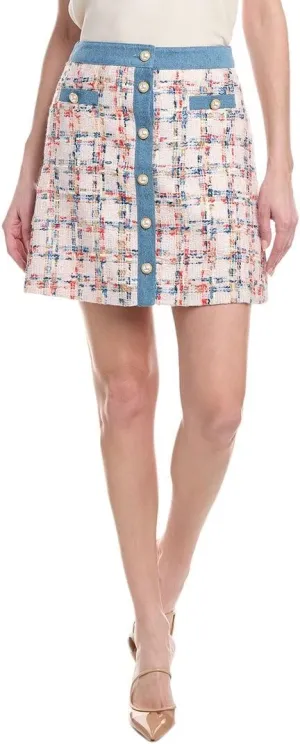 Nanette Nanette Lepore Womens Tweed Skirt, M, Pink