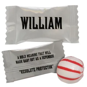 Naturejam 100 Count William Personalized Name Peppermints - Ideal Mints Bulk Individually Wrapped for William Named Person's Party Mix - Perfect Bag of Mints for Birthday, Weddings, or Any Party